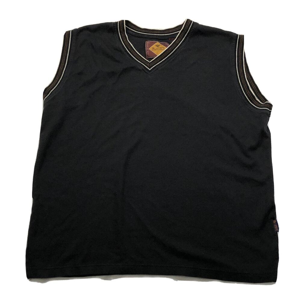 Dr. Lucky's Golf Sweater Vest Men's XL Black Sleeveless